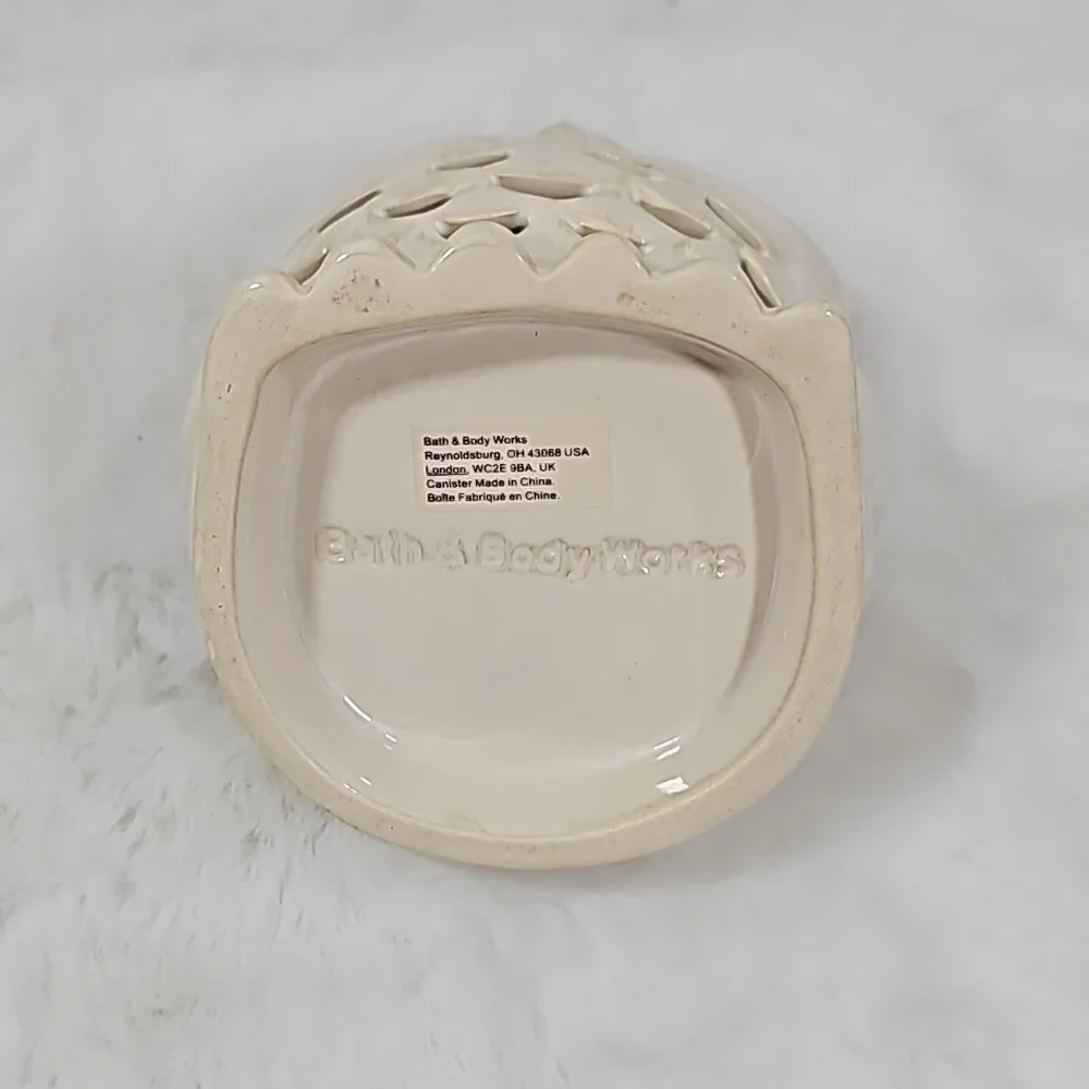 Bath and Body Works Cream Ceramic Owl Soap/Lotion Holder